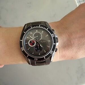 Michael Kors Black and Silver Chronograph Link Watch